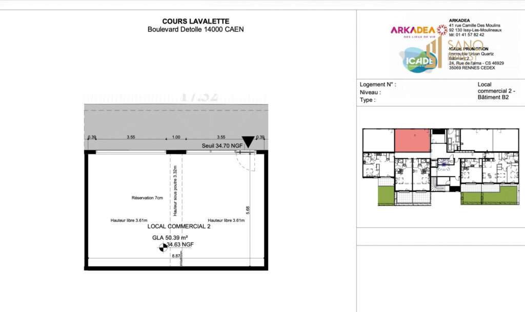 CELLULE DE 50 M2 A LOUER – AXE PASSANT